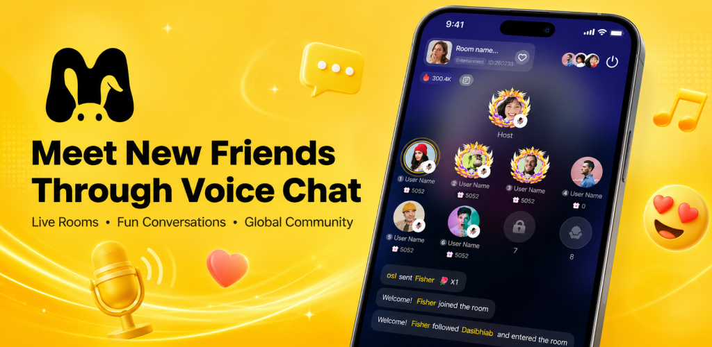 Meet app voice chat rooms promotional banner