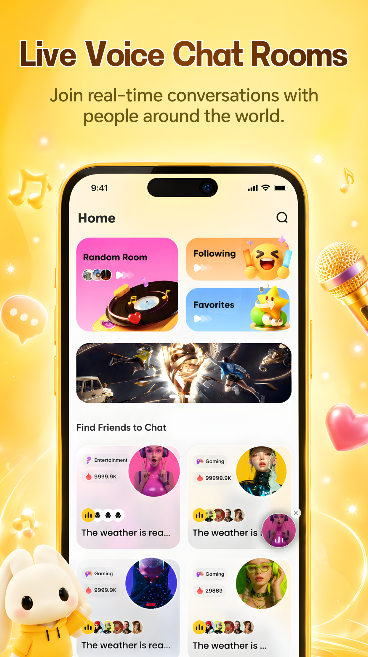 Live voice chat rooms in Meet